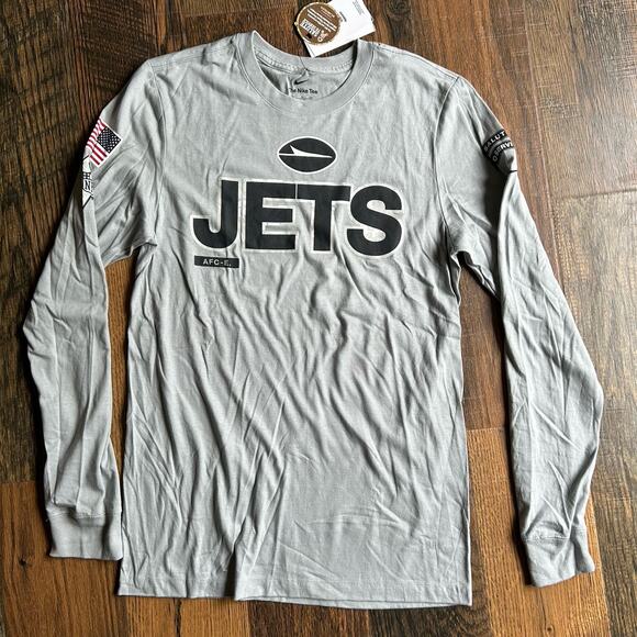 NWT Nike Jets Salute to Service Shirt Mens S NFL Long Sleeve Tee Gray Military - Picture 1 of 8